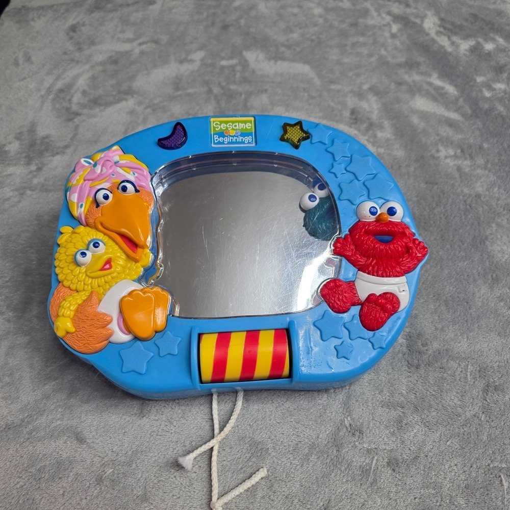 Mattel Sesame Beginnings Crib Mirror Toy Elmo Big Bird Abby Cadabby-WORKS
